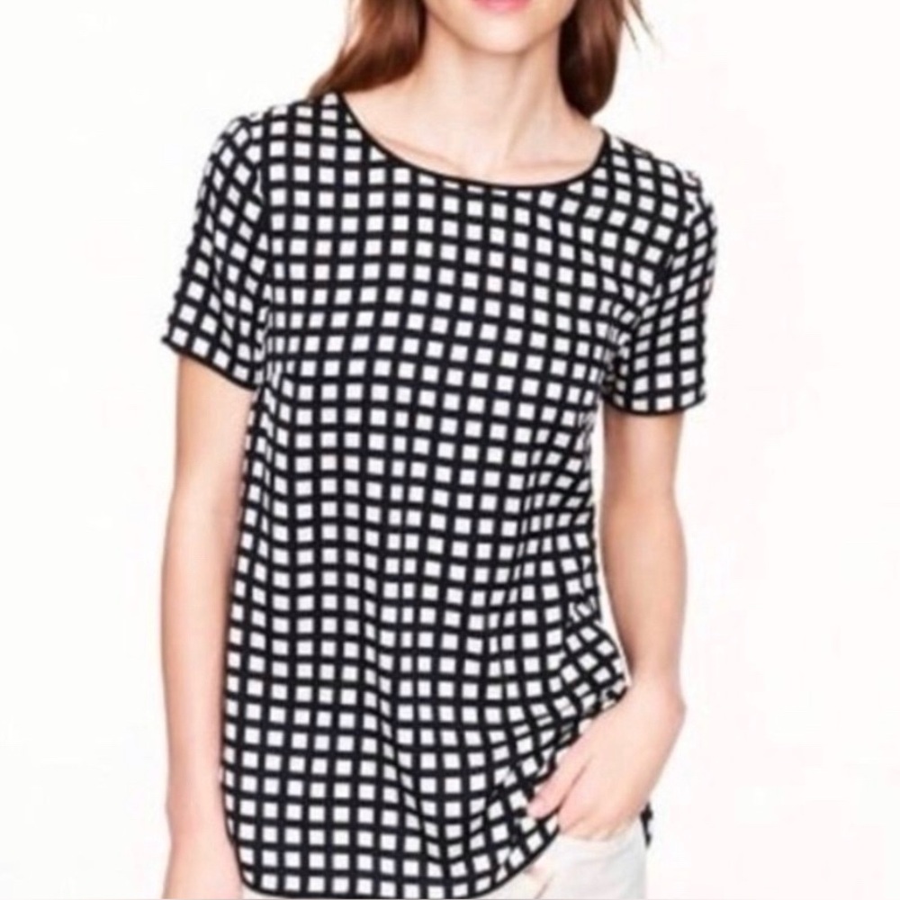 J Crew Windowpane Silk Tee